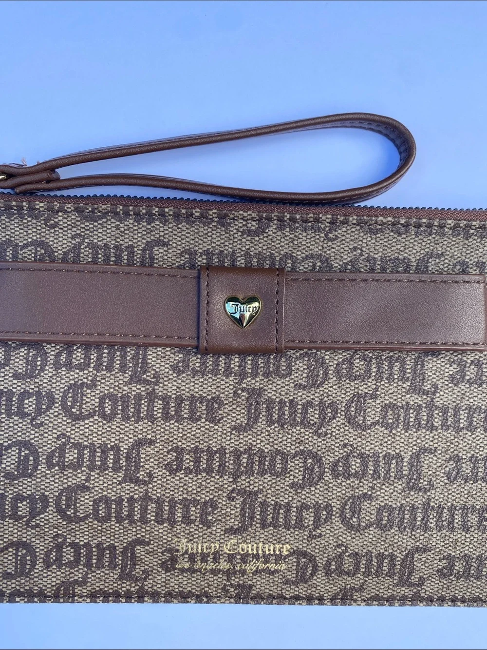 Juicy Couture Brown Logo Wristlet with Bow Detail